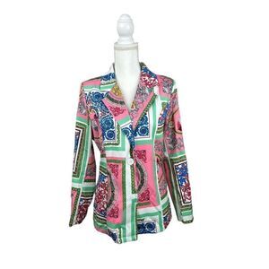 Touch Me Lightweight Colorful Women’s Blazer Front Button Closure Size Medium